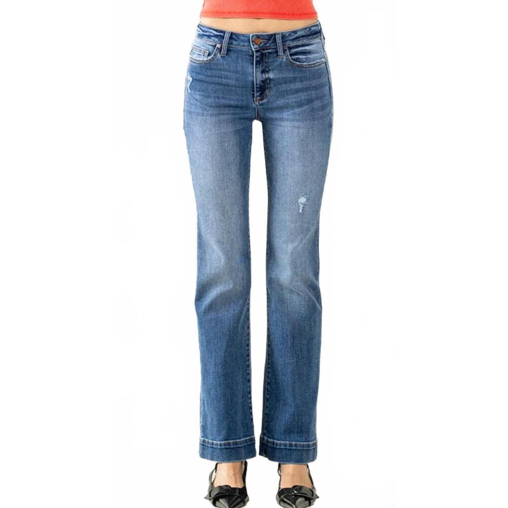 NEW SNEAK PEEK midrise slim bootcut jeans in blue